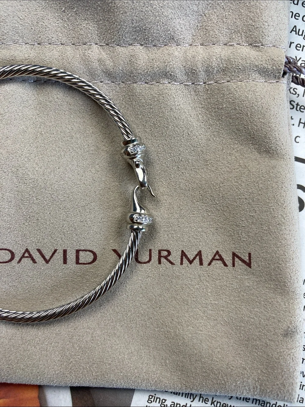 David Yurman Sterling Cable Open Cuff Bracelet in Silver